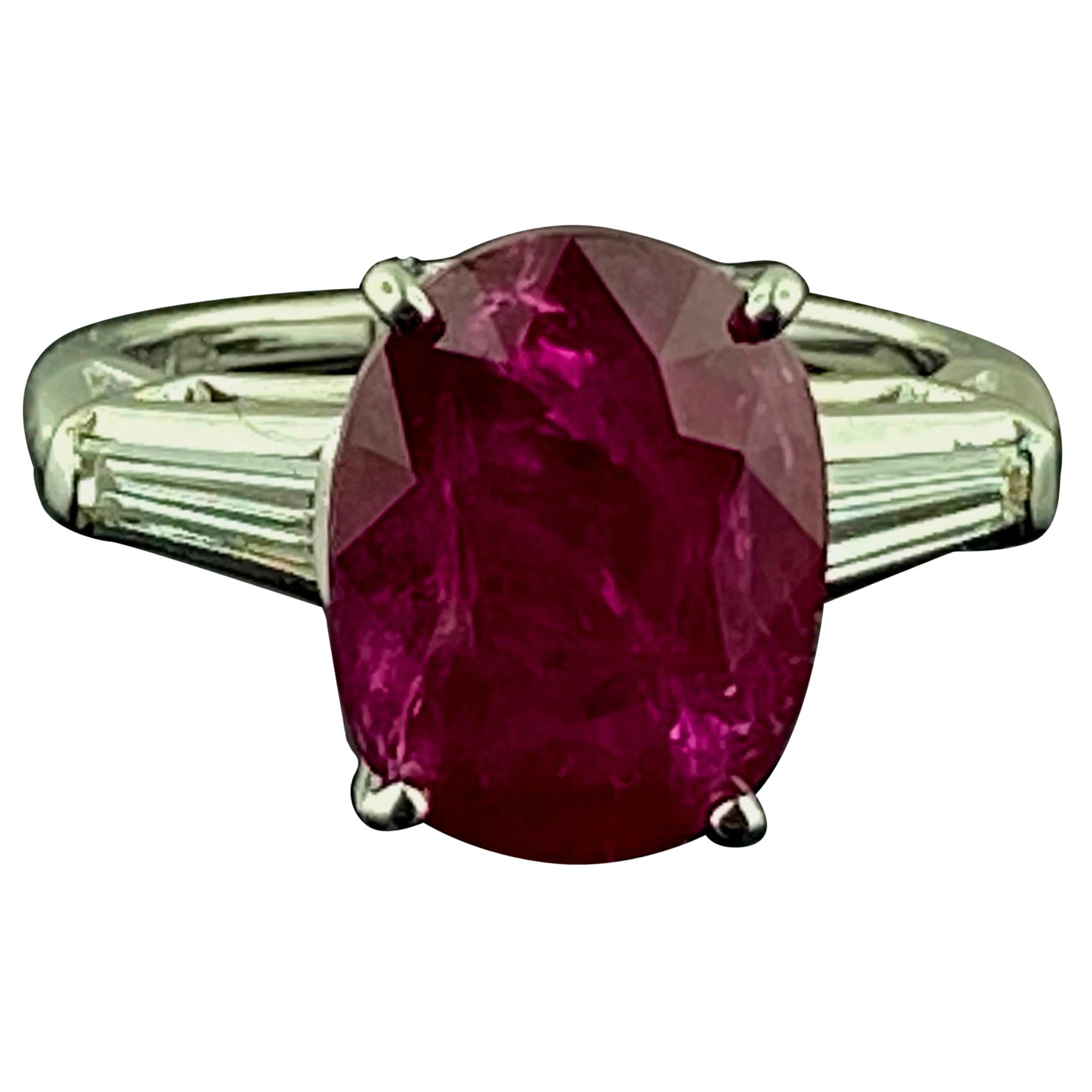 Platinum 6.22 Carat Ruby & Diamond Ring For Sale