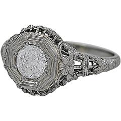 Art Deco Diamond Gold Engagement Ring