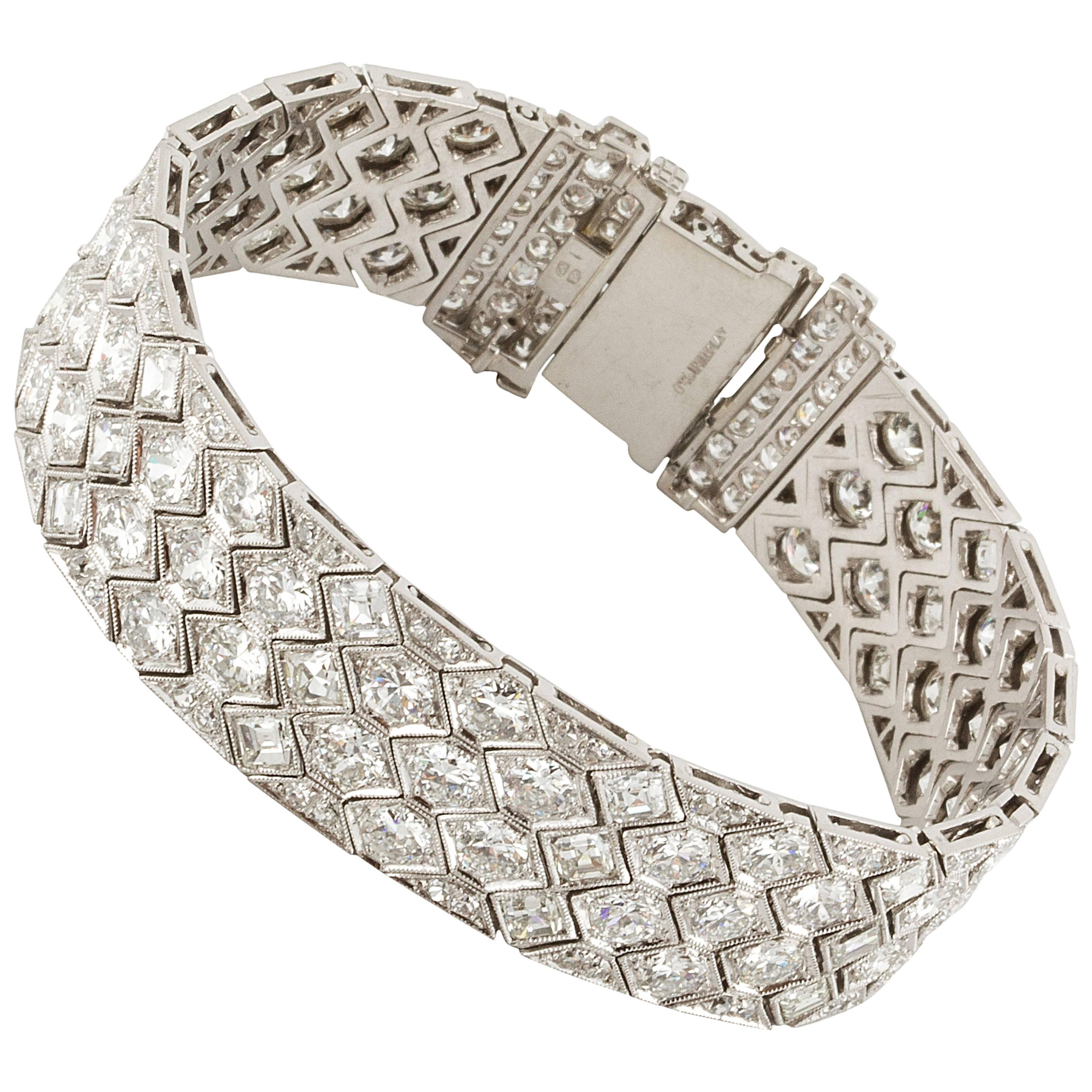 Platin-Diamant-Honigkopf-Riemenarmband im Art déco-Stil