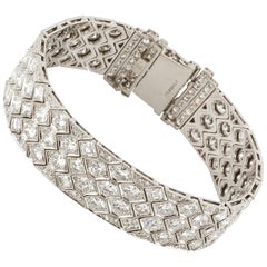Art Deco Platinum Diamond Honeycomb Strap Bracelet