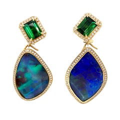 Katherine Jetter Boulder Opal and Green Tourmaline Earrings