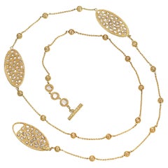 Three Oval Necklace in 20K Yellow Gold with Rose-Cut Diamonds