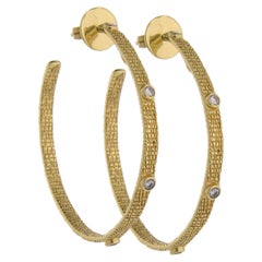 Eternity Hoop Earrings in 20K Yellow Gold with Rose-Cut Diamonds