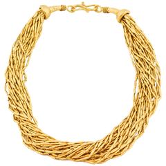 Vintage 24 Strand Gold Beaded Byzantine Style Necklace
