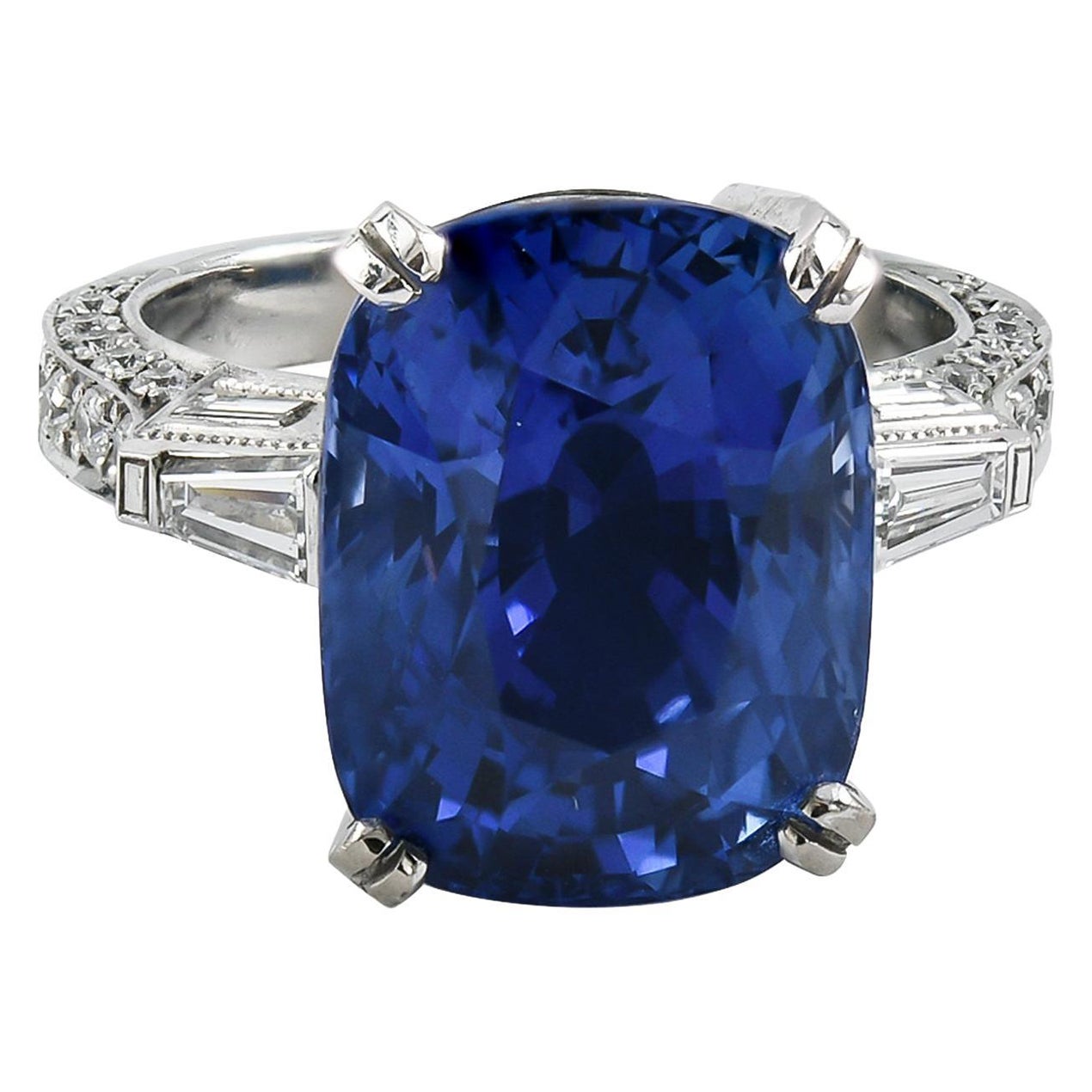 Spectra Fine Jewelry GRS Certified 16.33 Carat Sapphire Diamond Ring For Sale