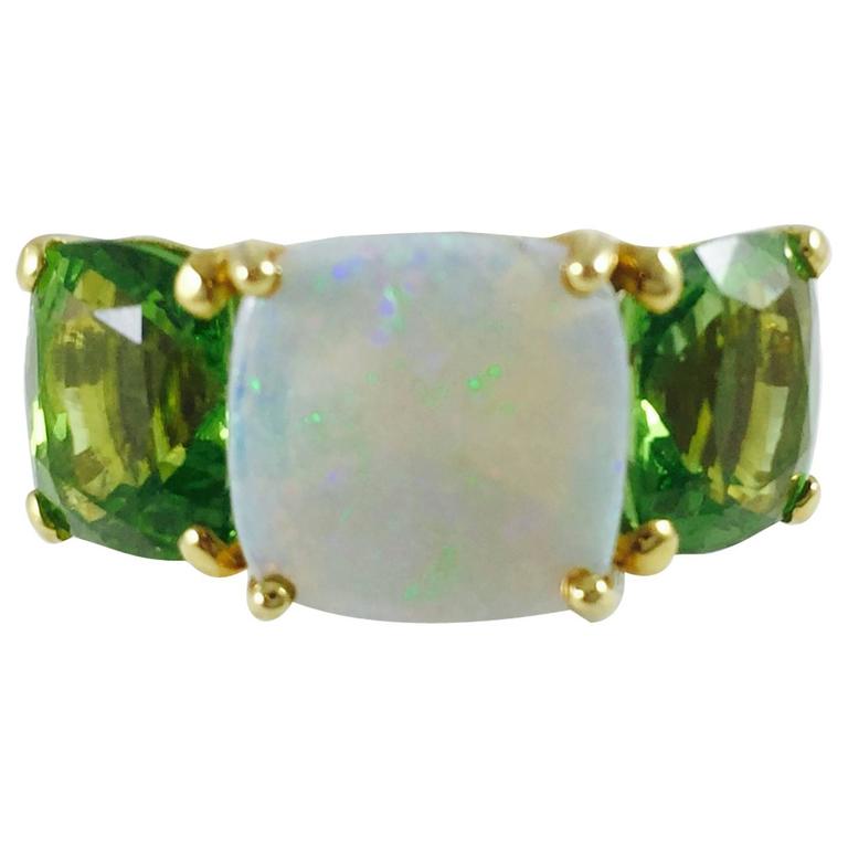 Opal Peridot gold 3 Stone Ring For Sale at 1stDibs opal and peridot ring, opal peridot ring