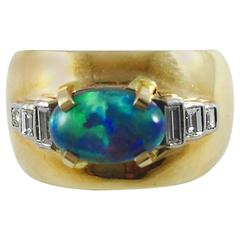Opal Diamond gold Band Ring Opal Diamond gold Band Ring