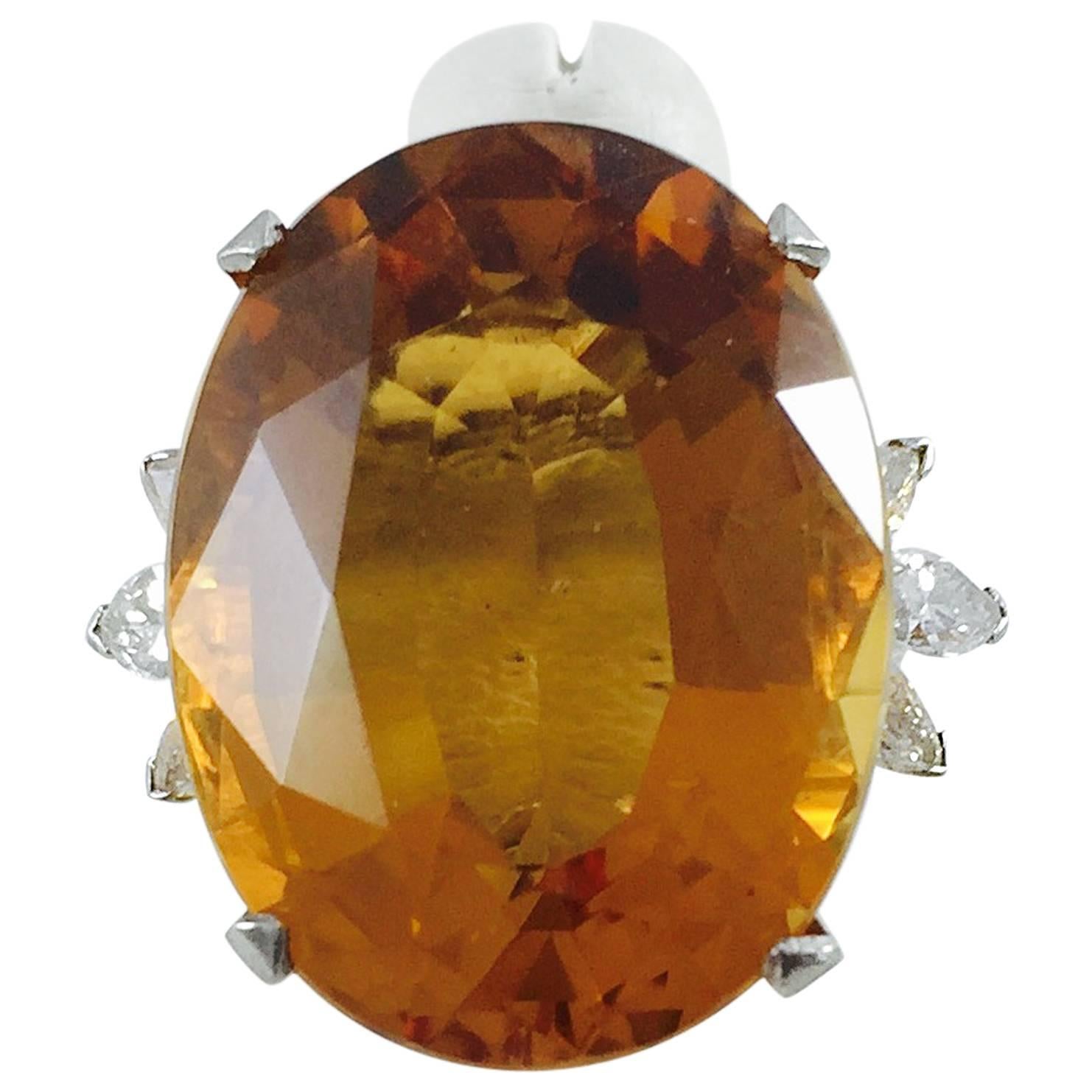 Citrine Diamond gold Ring For Sale