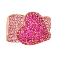0.7 Carat Pink Sapphire and Ruby Ring in 14 Karat Rose Gold