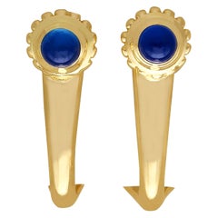 Cartier Cabochon Cut Sapphire and Yellow Gold Earrings