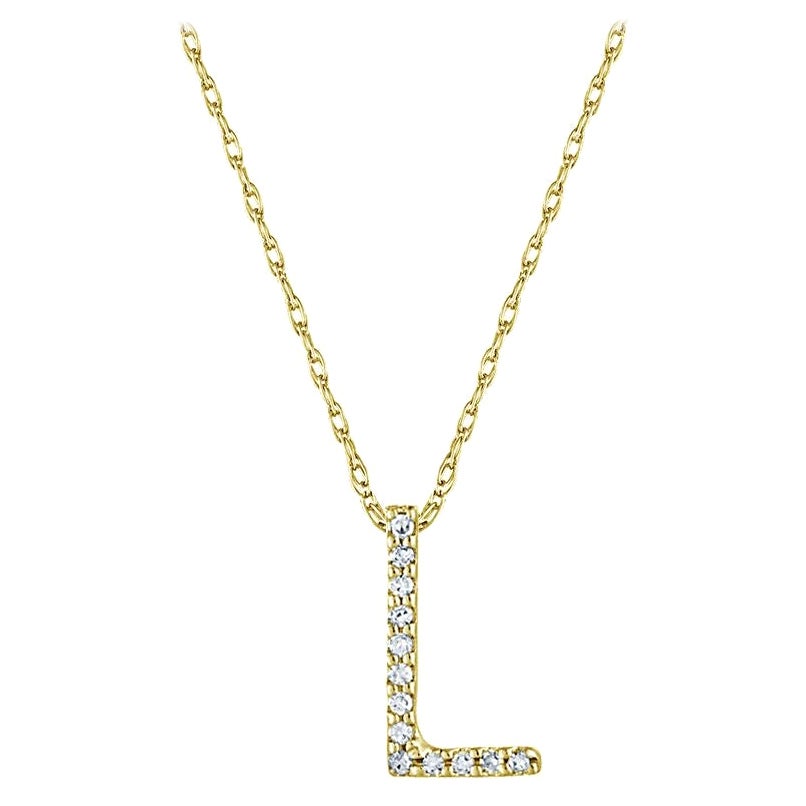 Suzy Levian 14K Yellow Gold Diamond Letter Initial Necklace, L