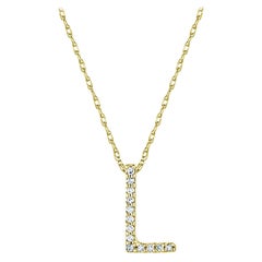 Suzy Levian Collier initial lettre en or jaune 14 carats avec diamants blancs de 0,10 carat, L