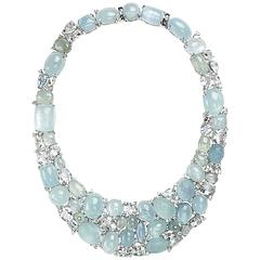 Aquamarine diamond gold Necklace 11