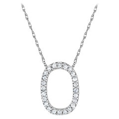 Suzy Levian 0.10 Carat White Diamond 14K White Gold Letter Initial Necklace, O