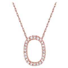 Suzy Levian 0.10 Carat White Diamond 14K Rose Gold Letter Initial Necklace, O