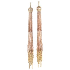 169.50 Carat Natural Zircon and Diamonds Long Earrings in 20K Yellow Gold