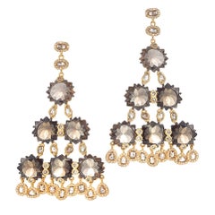 Sagrada Kaleidoscope Earrings with Smokey Quartz and Diamonds
