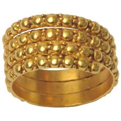 22 Karat Gold Textured Coil Ring