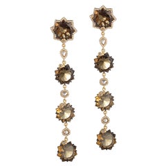Sagrada Kaleidoscope Earrings with Cognac Quartz and Diamonds