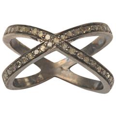 Diamond and Sterling Silver X Ring 1