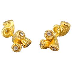 TIFFANY & CO. SCHLUMBERGER Cornucopia Diamond and Gold Cufflinks