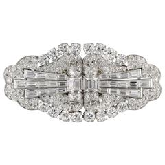 Art Deco Diamond Platinum Double Clip Brooch 2