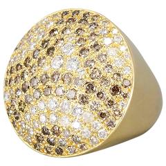 Cartier Colored and White Diamond Gold Dome Ring