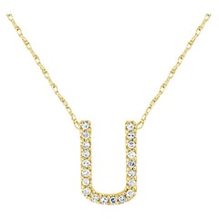 Suzy Levian 0,10 Karat Weißer Diamant 14K Gelbgold Brief-Initial-Halskette, U