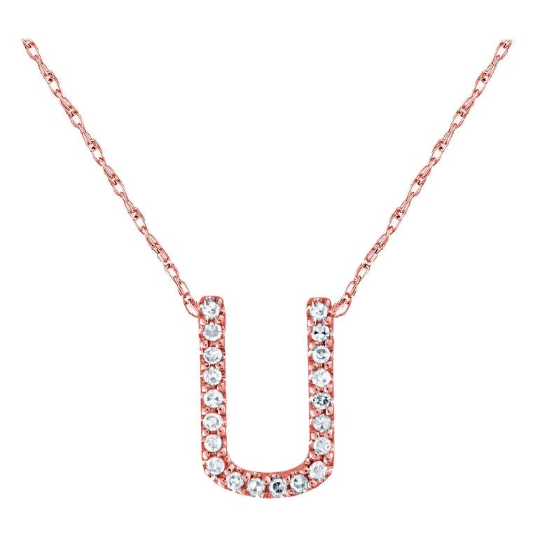 Suzy Levian, collier initial lettre en or rose 14 carats avec diamants blancs de 0,10 carat