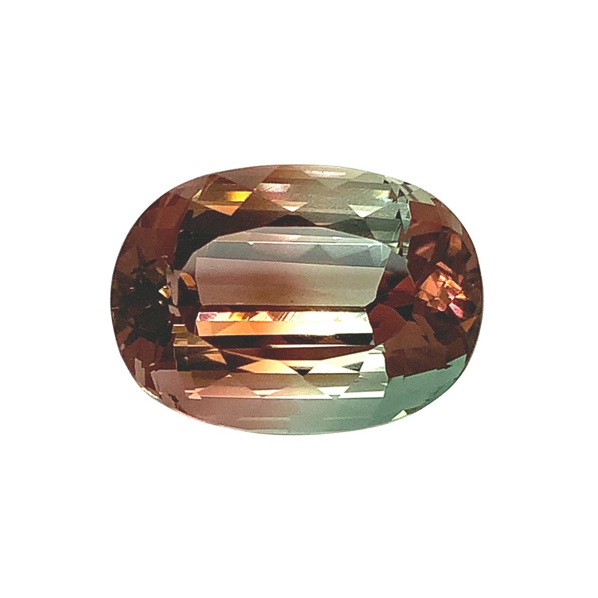 Gema suelta de turmalina bicolor ovalada, 33,40 quilates