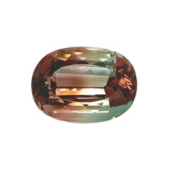 Gema suelta de turmalina bicolor ovalada, 33,40 quilates