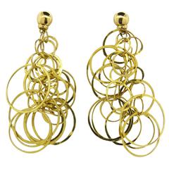 Orlandini Long Gold Multi Circle Drop Earrings 