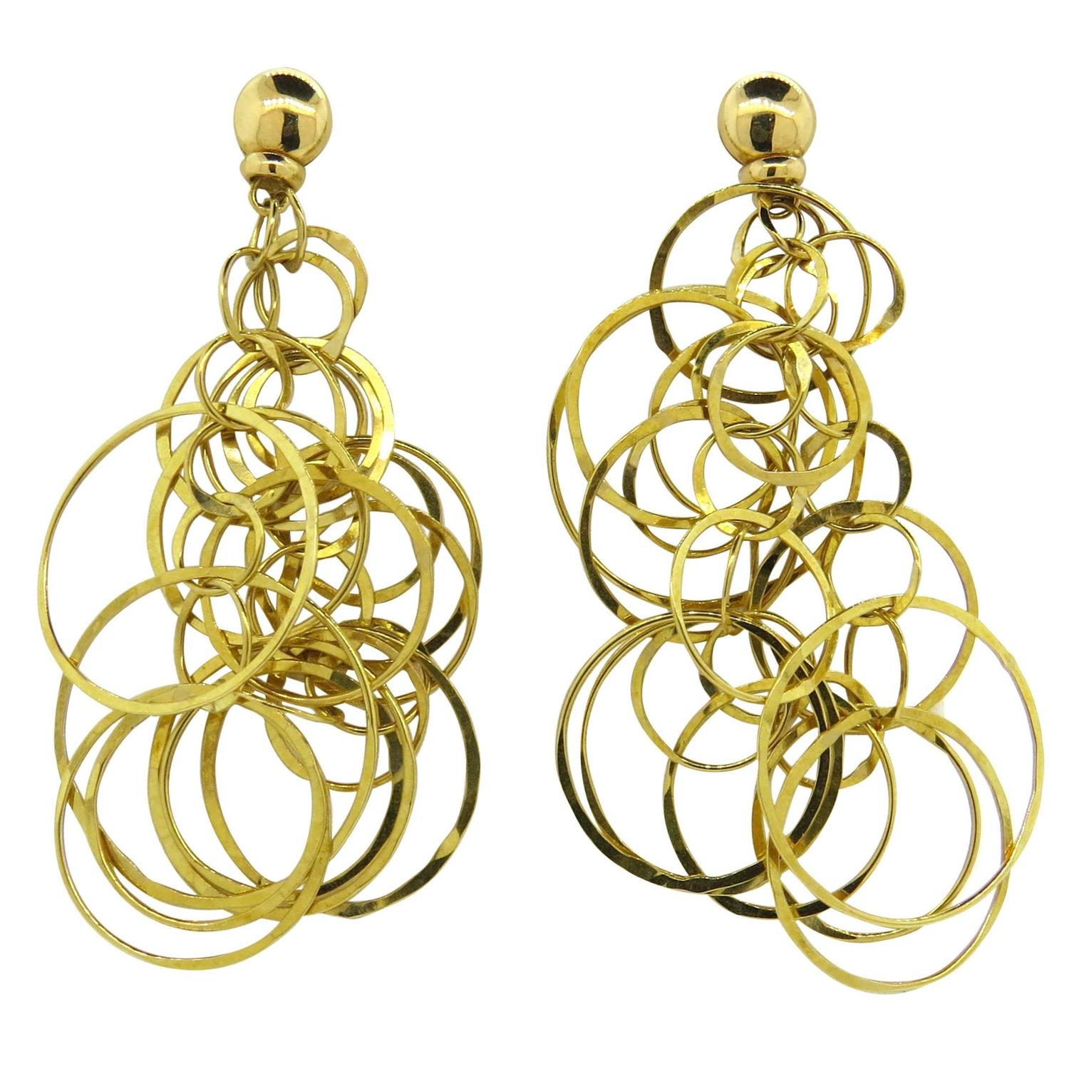 Orlandini Long Gold Multi Circle Drop Earrings at 1stdibs