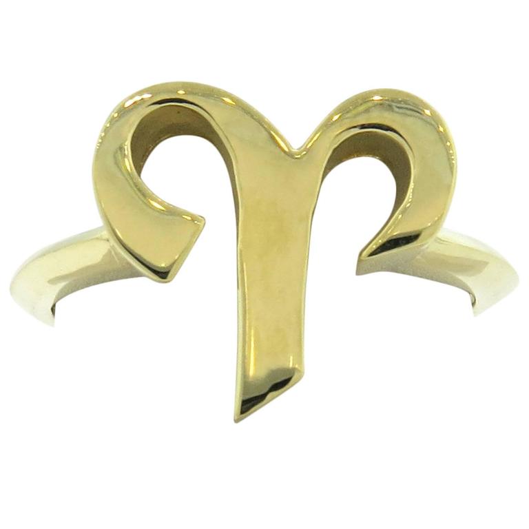 Cartier Gold Zodiac Sign Aries Ring at 1stDibs | cartier zodiac ring, gold aries  ring