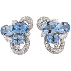 Chantecler Aquamarine Diamond Gold Earrings