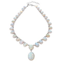18K White Gold Necklace with 133.13 Carat Ethiopian Opals and Diamonds