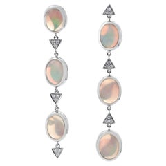 9.92 Carat Ethiopian Opal Earring in 18K White Gold with Diamonds