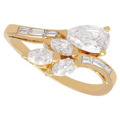 2.37 Carat Diamond and 18K Yellow Gold French Crossover Ring