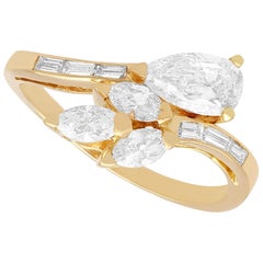 2.37 Carat Diamond and 18k Yellow Gold French Crossover Ring