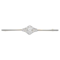 1910s, Antique Diamond and 18K Yellow Gold Bar Brooch