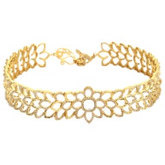 Diamant-Choker-Halskette aus 20 Karat Gelbgold mit 3,0 Karat Diamanten