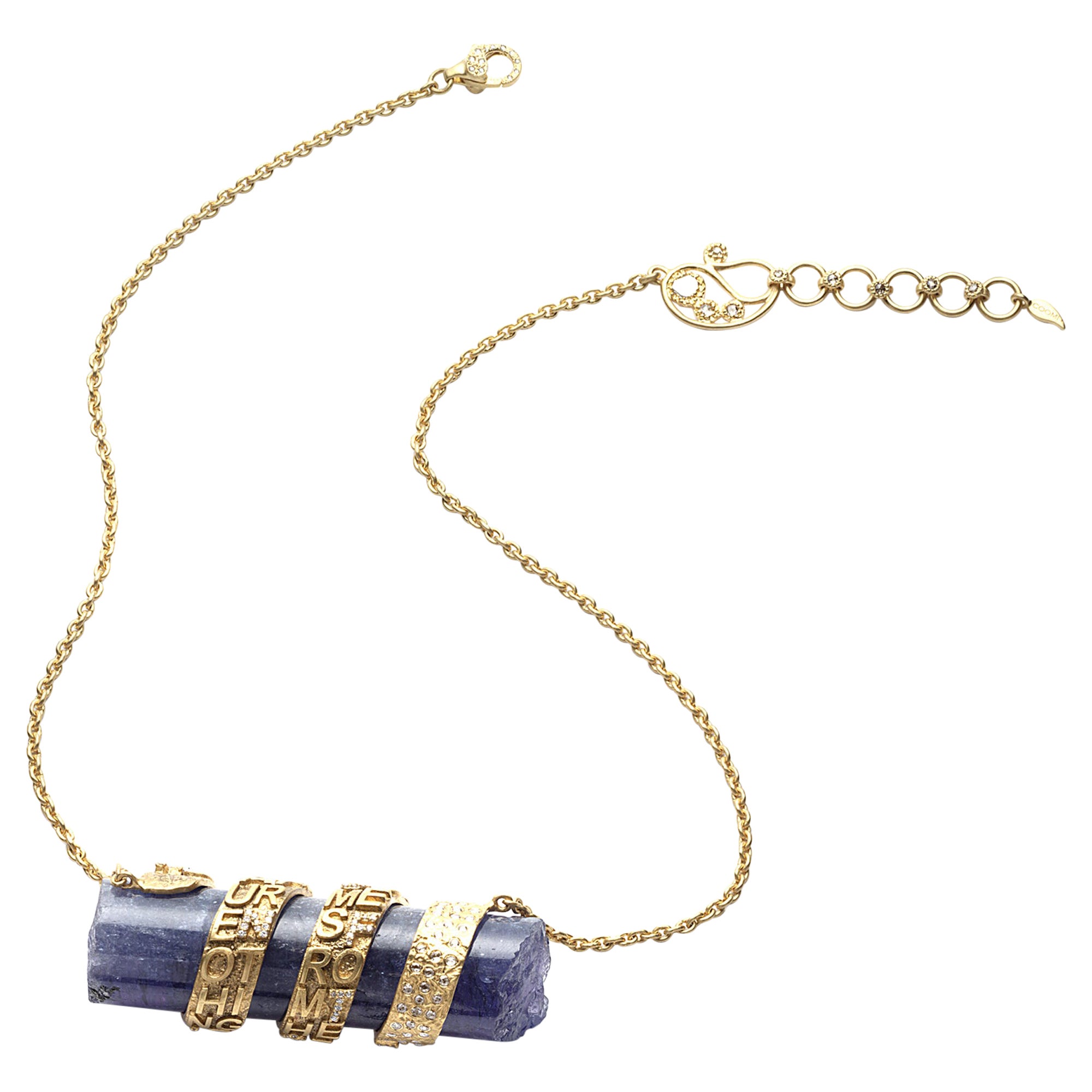 Sagrada Passion Necklace in 20K Yellow Gold with Rough Tanzanite and Diamonds