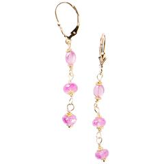 Faceted Pink Sapphire Gold Drop Earrings