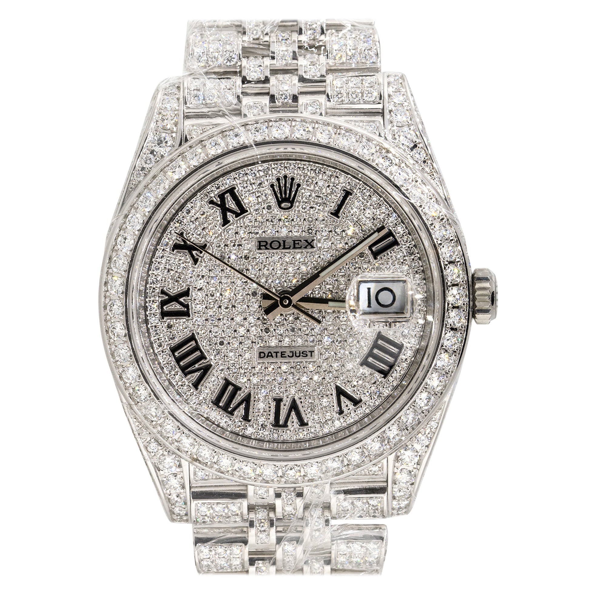 Rolex 126300 Datejust II All Diamond Black Roman Dial Watch