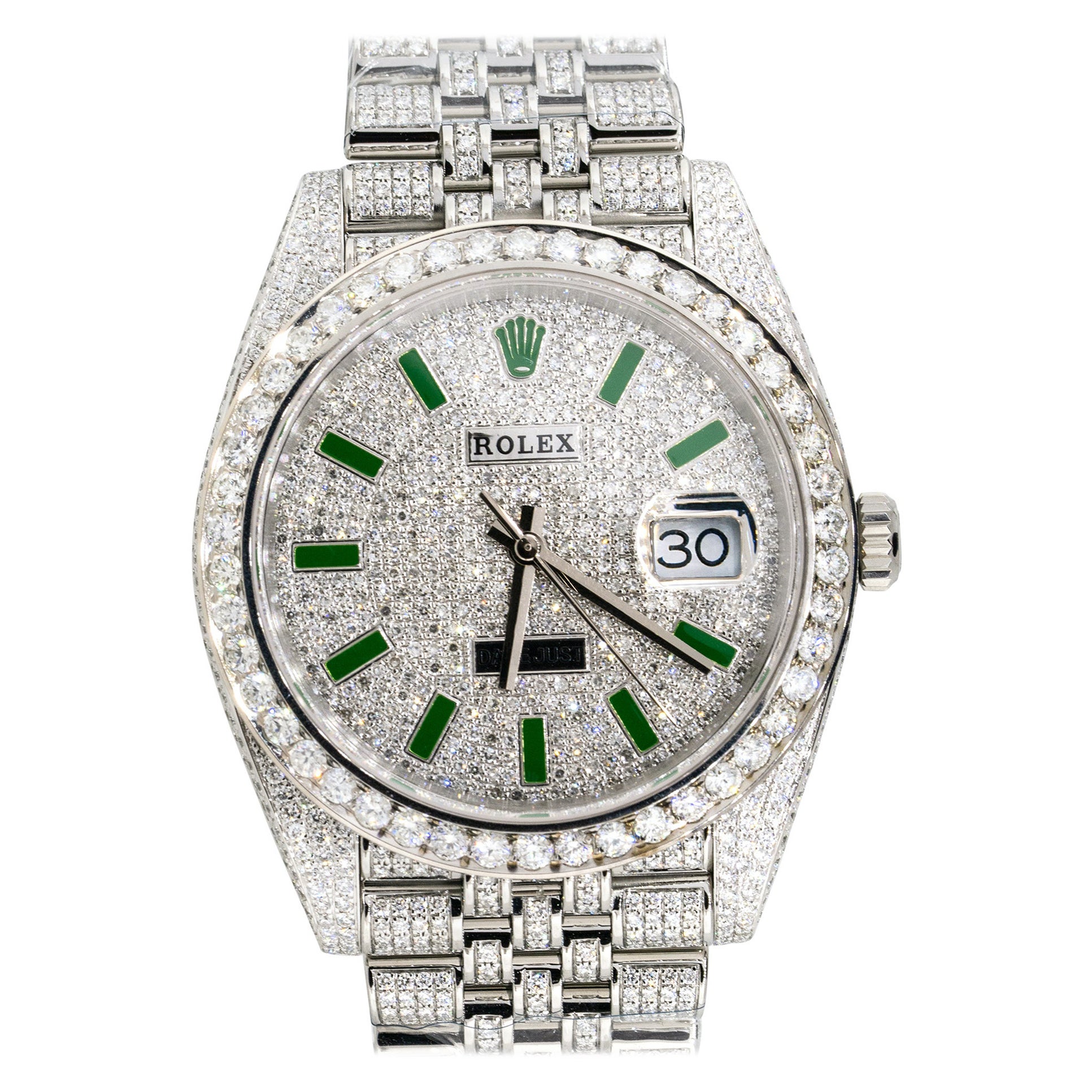 Rolex 126300 Datejust II All Diamond Green Marker Dial Watch