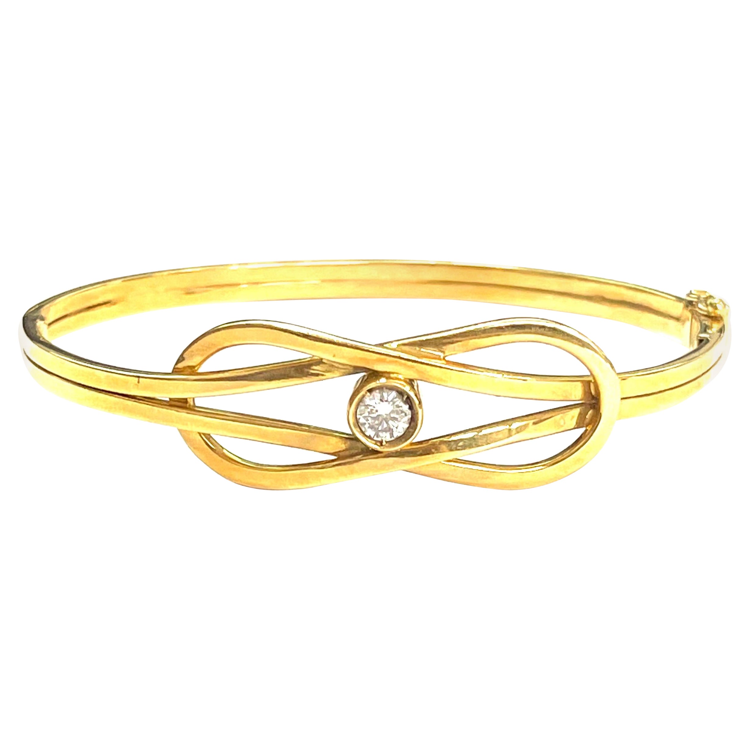 Bangle in 18 Kt Yellow Gold and White Diamonds For Sale