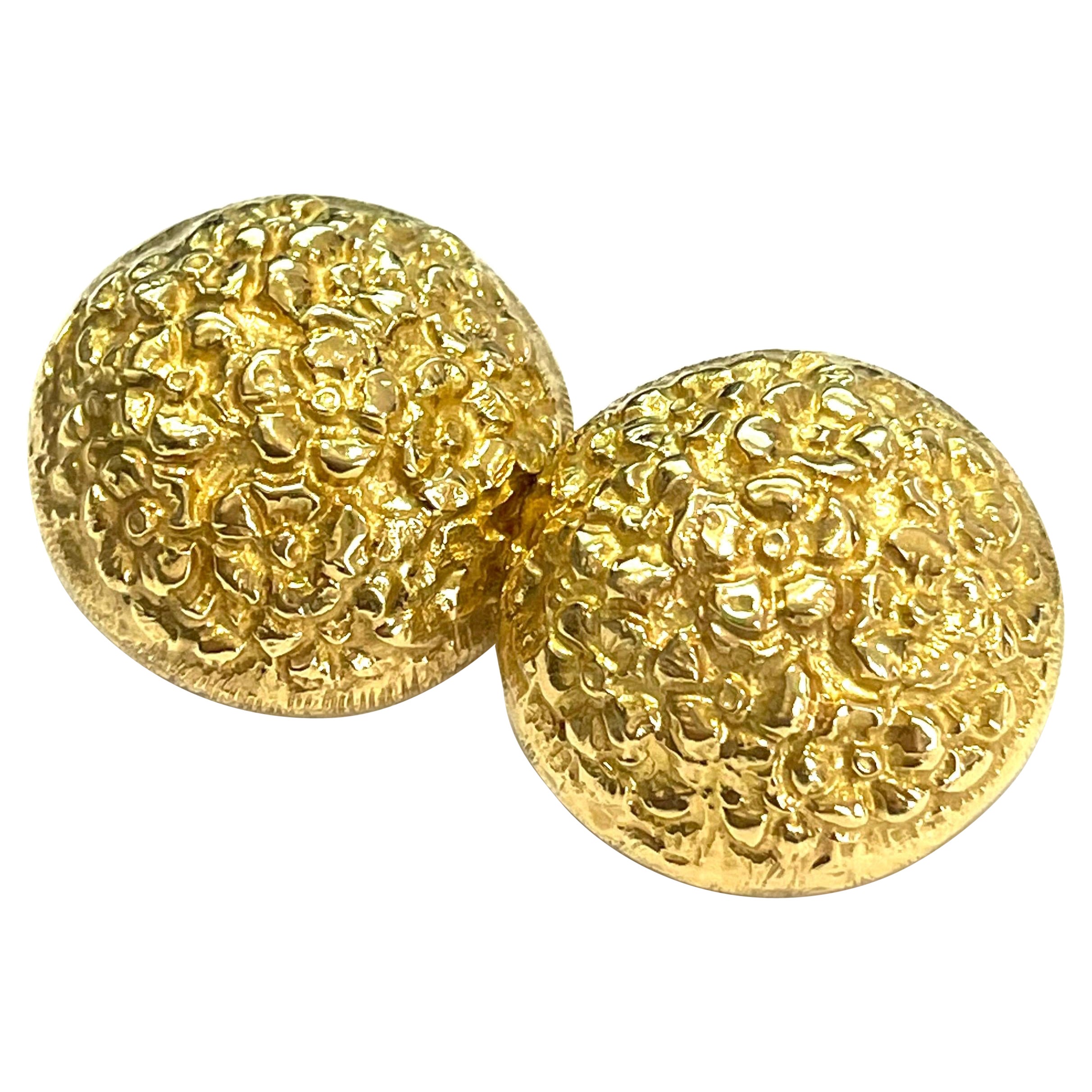 Chiselled Yellow Gold Earrings 18 Karat For Sale