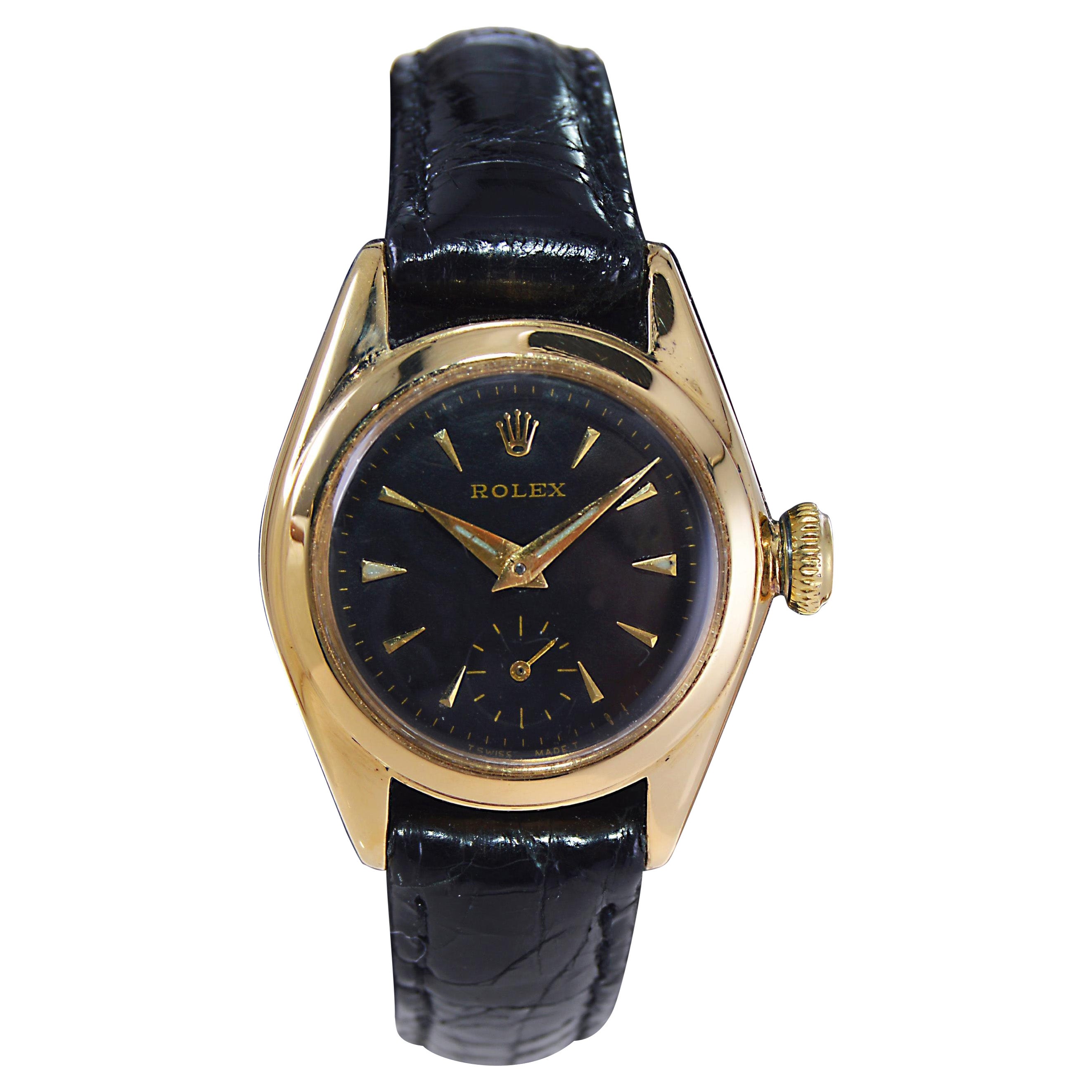 Rolex Ladies Yellow Gold Early Perpetual Winding 'Bubble Back' Watch, circa 1949