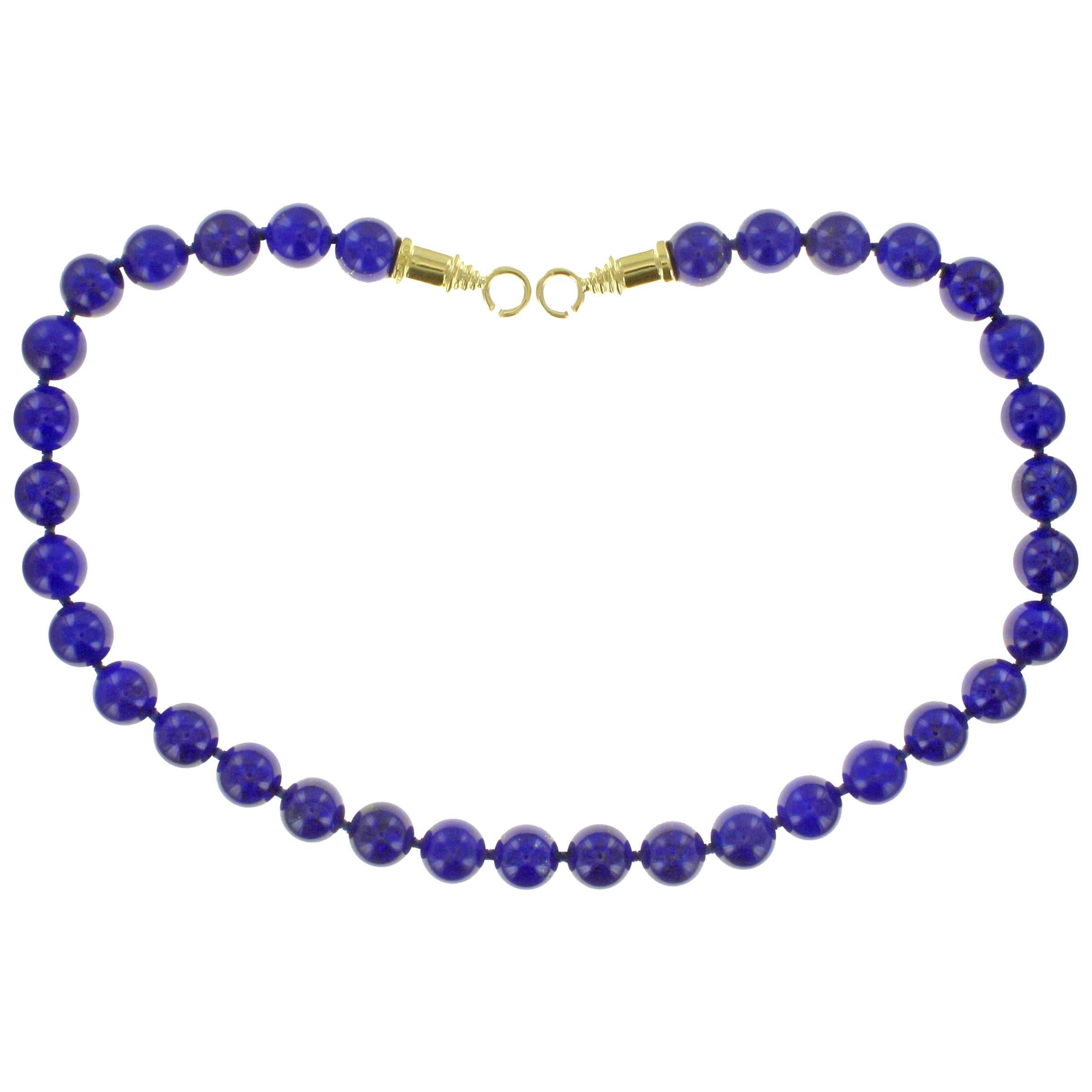 Lapis Lazuli 12MM Bead Necklace  For Sale