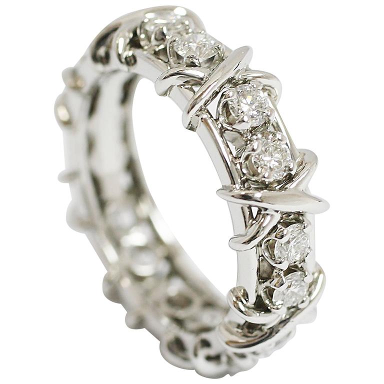 Tiffany and Co Schlumberger Diamond Platinum Ring at 1stDibs